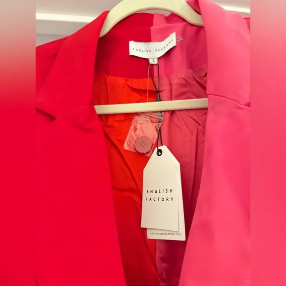 English Factory Red and Pink Blazer - Picture 3 of 8